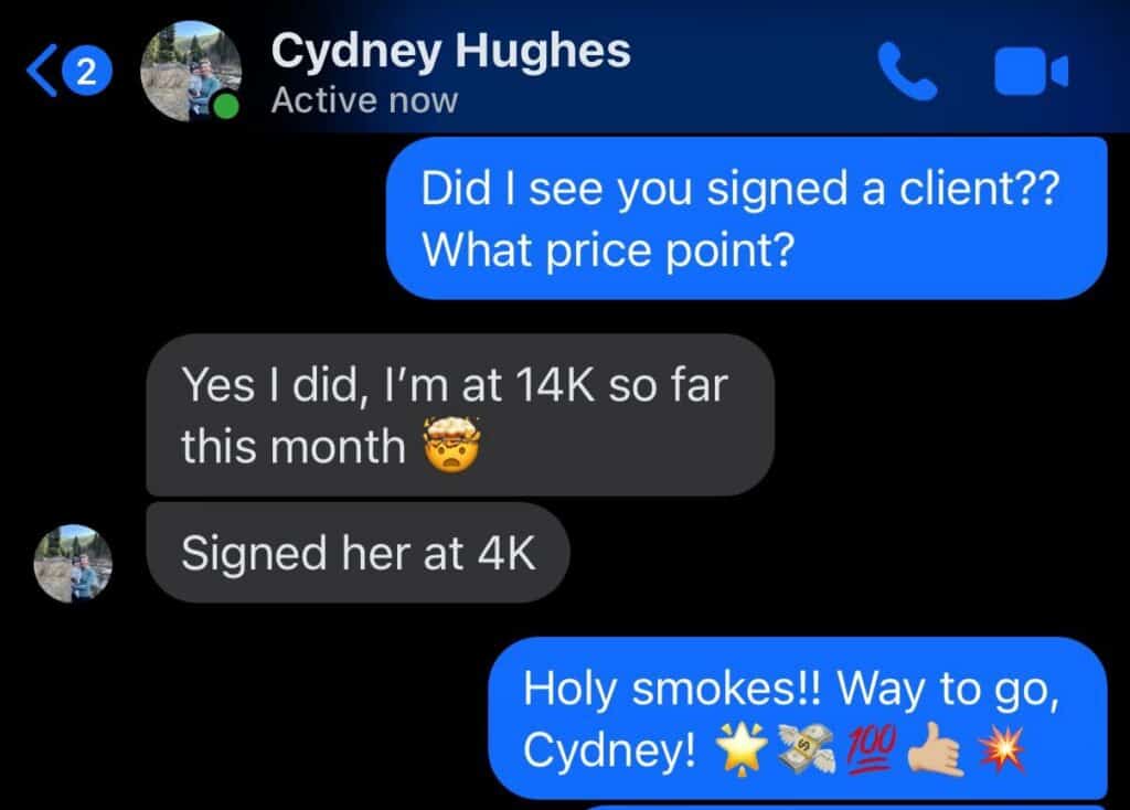 Cydney with a $k month so far. Helping women build fulfilling careers